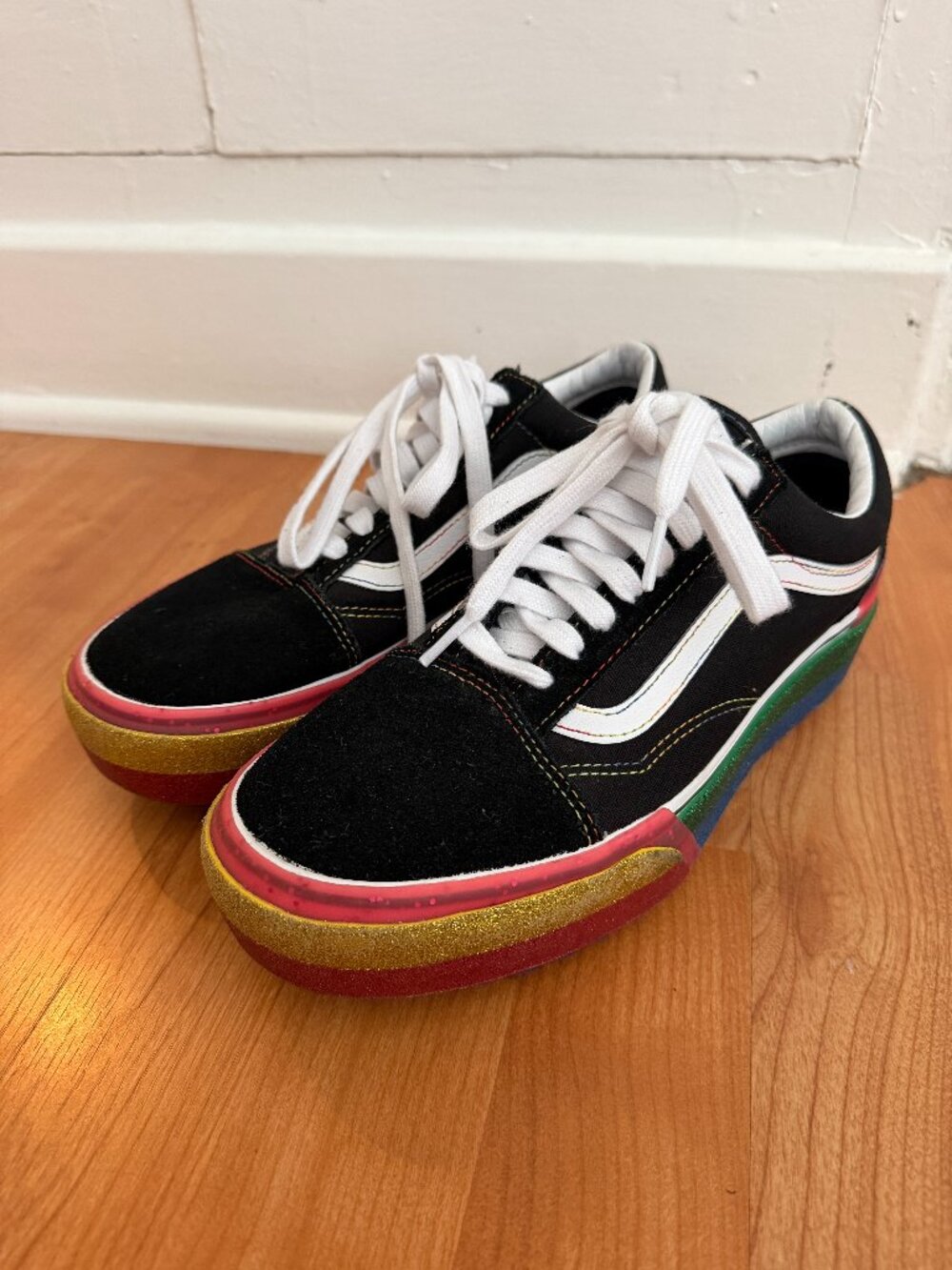Vans Old Skool Unisex Stacked Rainbow Platform Size 7 (Men's) / 9.5 (Women's)